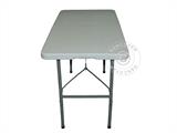 Conjunto para fiesta, 1 mesa plegable (150 cm) + 4 sillas, Gris claro/Blanco