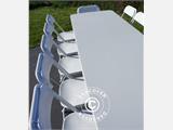 Conjunto para fiesta, 1 mesa plegable PRO (242cm) + 8 sillas & 8 cojines para el asiento, Gris claro/Blanco