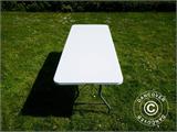 Viesību Komplekts, 1 banketa galds (180cm) + 8 krēsli, Gaiši pelēks/Balts