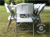 Party package, 1 folding table (180cm) + 8 chairs, Light grey/White