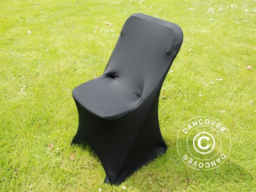 Couverture de chaise extensible 44x44x80cm, Noir (10 pcs)