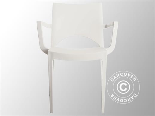 Stacking chair with armrests, Paris, White, 6 pcs. ONLY 1 SET LEFT