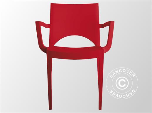 Stapelbar stol med armstöd, Paris, Röd, 6 st. BARA 2 SET KVAR
