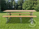 Ensemble table et bancs de brasserie 180x60x76cm, Bois clair Ensemble table et bancs de brasserie 180x60x76cm, Bois clair - 1