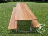 Ensemble table et bancs de brasserie 180x60x76cm, Bois clair Ensemble table et bancs de brasserie 180x60x76cm, Bois clair - 2