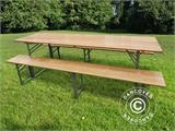 Ensemble table et bancs de brasserie 180x60x76cm, Bois clair Ensemble table et bancs de brasserie 180x60x76cm, Bois clair - 5