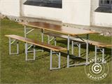 Ensemble table et bancs de brasserie 240x60x76cm, Bois clair