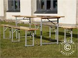 Ensemble table et bancs de brasserie 240x60x76cm, Bois clair