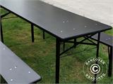 Ensemble table et chaises de brasserie 220x60x76cm, noir