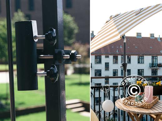 Staffa verticale per ombrellone per griglia del balcone, Nero