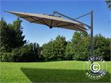 Zwevende parasol Galileo Dark, 3,5x3,5m, Grijs taupe