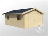 Wooden garage Rauma, 3.8x5.4x2.74 m, 40 mm, Natural