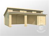 Drewniany podwójny garaż/Wiata Vaasa, 7,8x5,2x3,21m, 44mm, Naturalne drewno