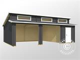 Double garage/carport en bois Vaasa, 7,8x5,2x3,21m, 44mm, Gris foncé