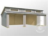 Drewniany podwójny garaż/Wiata Vaasa, 7,8x5,2x3,21m, 44mm, Jasny szary
