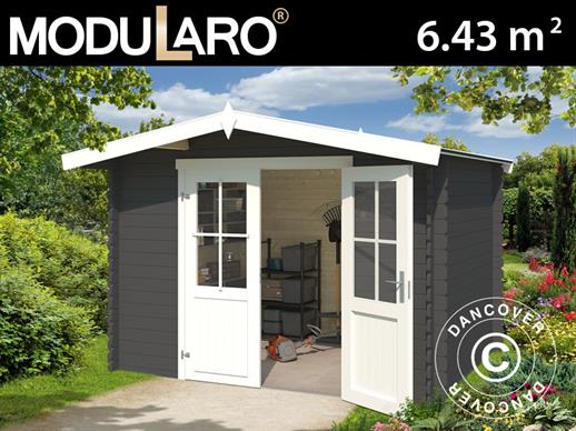Holzschuppen Oslo 2,92x2,3x2,22m, 28mm, 6,43m², Dunkelgrau Holzschuppen Oslo 2,92x2,3x2,22m, 28mm, 6,43m², Dunkelgrau
