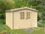 Wooden Shed Trondheim 2.92x2.92x2.22 m, 28 mm, Natural