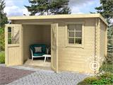 Wooden Shed Asker 3.8x2.75x2.11 m, 28 mm, 10.09 m², Natural