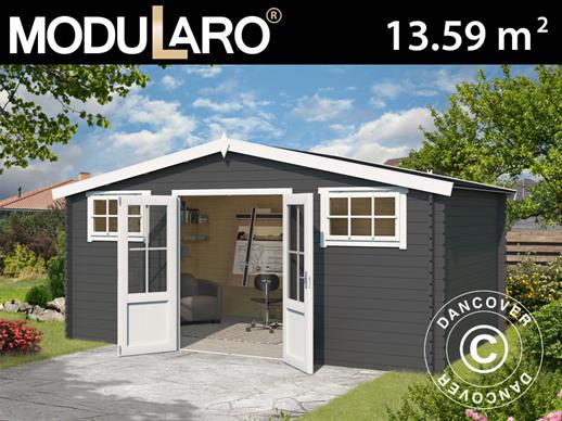 Medinis sandėliukas, namelis Sandvika 4,8x2,92x2,45m, 28mm, 13,59m², Tamsiai pilka