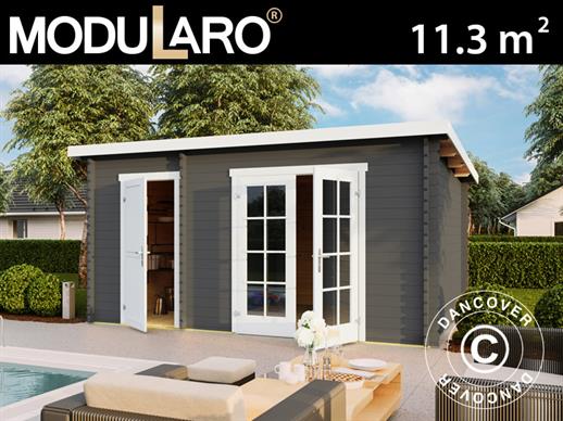 Casetta da giardino, casetta in Legno Riga 4,25x2,8x2,22m, 34mm, 11,3m², Grigio scuro