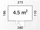 Koka šķūnis, 2,73x1,7x2,3m, 4,5m², Dabīgs