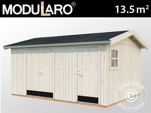 Holzschuppen mit Bodenbelag, 4,52x3,3x2,61m, 13,5m², Natur