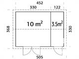 Holzschuppen mit Bodenbelag, 4,52x3,3x2,61m, 13,5m², Natur