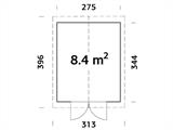 Caseta de Madera con suelo, 2,75x3,44x2,67m, 8,4m², Madera Natural