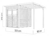 Houten tuinhuisje met luifel, Bertilo Amrum 2 Plus, 3,23x1,8x2,1m, 2,78m² + 3,03m² Houten tuinhuisje met luifel, Bertilo Amrum 2 Plus, 3,23x1,8x2,1m, 2,78m² + 3,03m²