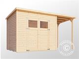 Wooden Shed w/overhang, Bertilo Amrum 3 Plus, 3.86x1.8x2.1 m, 2.78 m² + 4.16 m²