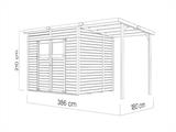 Wooden Shed w/overhang, Bertilo Amrum 3 Plus, 3.86x1.8x2.1 m