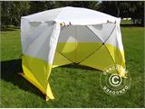 Tente de chantier, FleXshelter PRO+, 2,1x2,1x2m, PVC, Ignifuge, Jaune/Blanc Tente de chantier, FleXshelter PRO+, 2,1x2,1x2m, PVC, Ignifuge, Jaune/Blanc