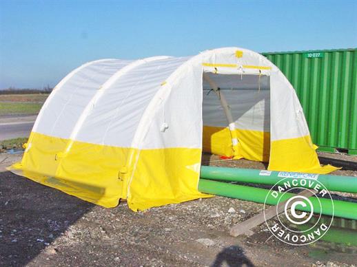 Tenda de trabalho insuflável em arco FleXshelter PRO, 5,5x6m, Branco/Amarelo