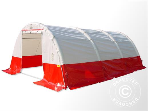 Tente médicale et d’urgence gonflable arquée FleXshelter PRO, 5,5x4m, blanc/rouge